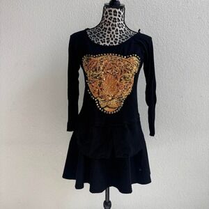 Junior Black & gold leopard print blouse